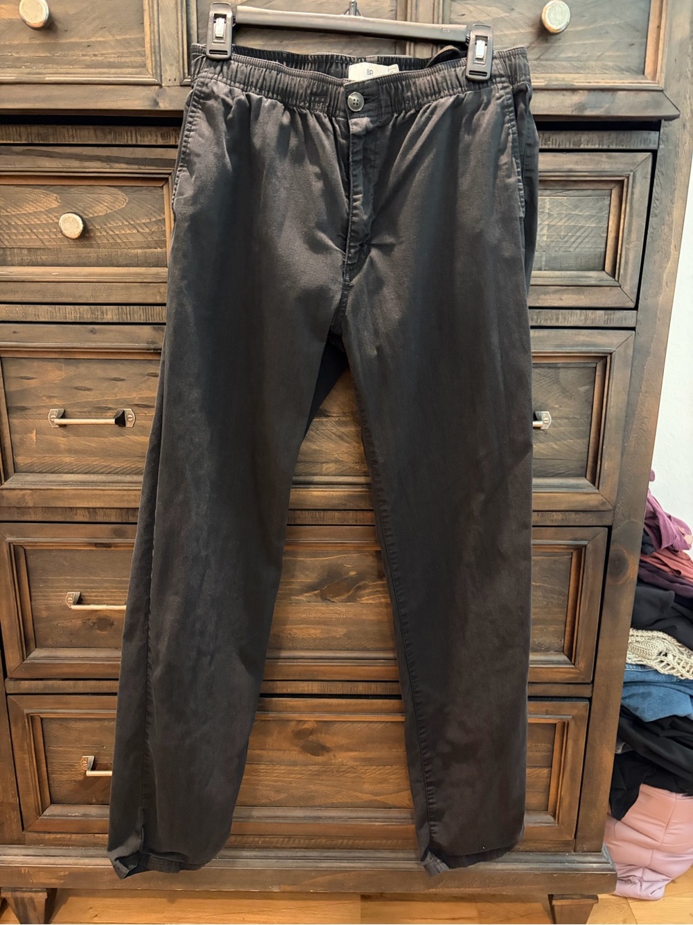 bp Black Elastic-Waist Chinos